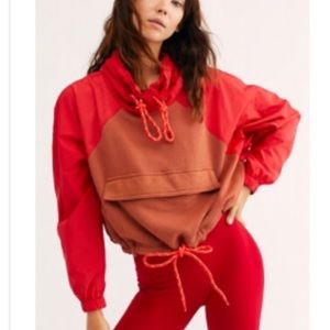 Free people Lafayette pullover red windbreaker